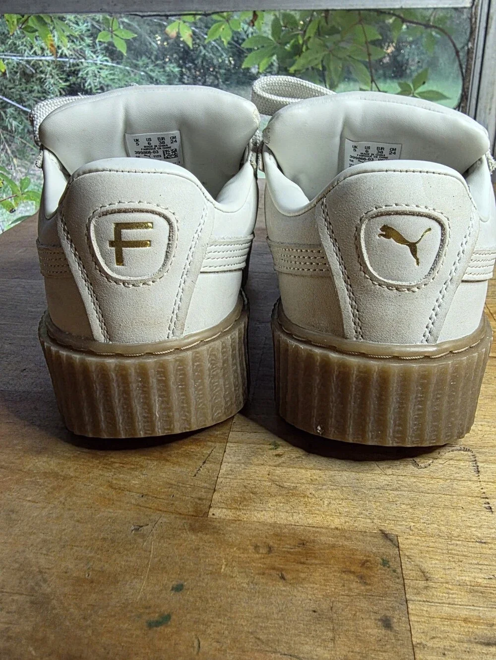 Puma x Fenty Rihanna Creeper Phatty white gum platform sneakers